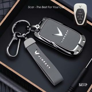 Ốp Chìa Khóa Xe Vinfast VF6-VF7-VF8-VF9 Bọc Chìa Khoá Xe Điện Bằng Da + Hợp Kim Cao Cấp - Móc Khóa