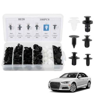 100 Vít Nở Xe Hơi HE26 Chốt Nở Nhựa Ô Tô Dụng Cụ Sửa Chữa Lắp Thay Thế Vặn Các Bộ Phận Chắn Bùn Chất Liệu Nhựa Kèm Hộp Đựng Phụ Tùng