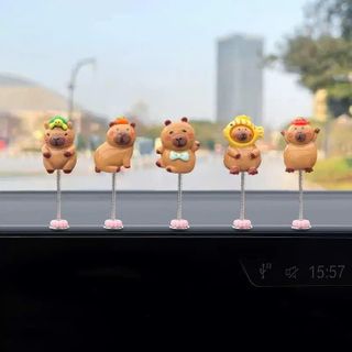 Sét 5 Chuột CAPPYBARA Mini Lò Xo Lắc Lư Trang Trí Taplo Ô Tô Trang Trí Xe Thêm Sinh Động Dễ Thương