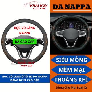 Bọc Vô Lăng Ô Tô 3D Da Nappa Dáng DCut Cao Cấp Siêu Mỏng Và Thoáng Khí Dùng Cho Mọi Loại Xe