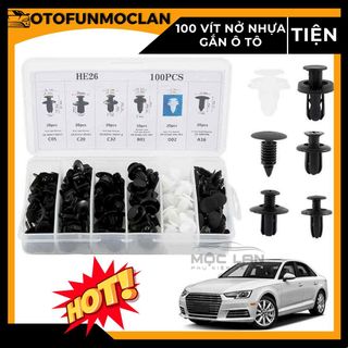 100 Vít Nở Xe Hơi HE26 Chốt Nở Nhựa Ô Tô Dụng Cụ Sửa Chữa Lắp Thay Thế Vặn Các Bộ Phận Chắn Bùn Chất Liệu Nhựa Kèm Hộp Đựng Phụ Tùng