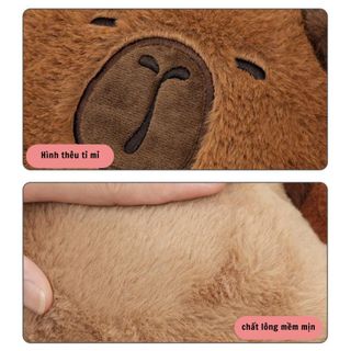 Bộ Lót Ghế Ô Tô Gối Tựa Lưng, Tựa Đầu Ô Tô Hoạ Tiết Chuột Capybara Dễ Thương KHAIHUYAUTO