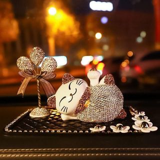 Mèo Thần Tài Đính Đá Vẫy Tay Để Taplo Xe Hơi - Mèo Thần Tài Đính Đá Trang Trí Taplo ô Tô