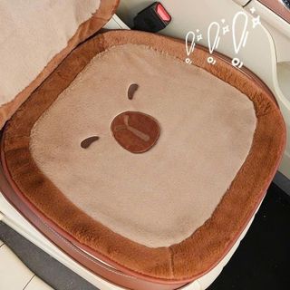 Bộ Lót Ghế Ô Tô Gối Tựa Lưng, Tựa Đầu Ô Tô Hoạ Tiết Chuột Capybara Dễ Thương KHAIHUYAUTO
