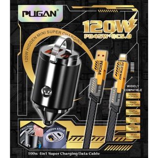 Tẩu Sạc Điện Thoại Trong Ô Tô Siêu Tốc 120W, Tẩu Âm 2 cổng 1 USB Và 1 TypeC - Dây Dù Chống Đứt Mạch Luxury_Autocar