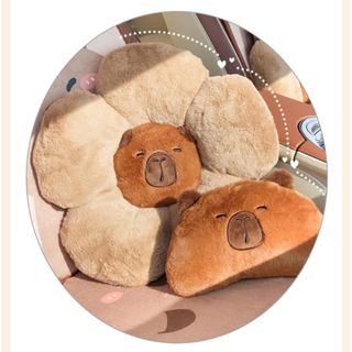Bộ Lót Ghế Ô Tô Gối Tựa Lưng, Tựa Đầu Ô Tô Hoạ Tiết Chuột Capybara Dễ Thương KHAIHUYAUTO