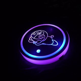Phụ Kiện Trang Trí Ô Tô Lót Cốc Nước Có Đèn LED RGB Cảm Biến Rung Nội Thất