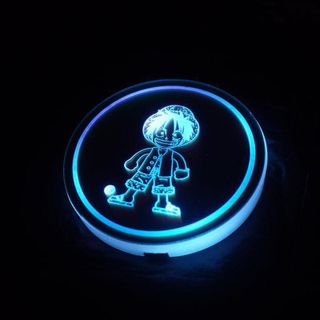 Phụ Kiện Trang Trí Ô Tô Lót Cốc Nước Có Đèn LED RGB Cảm Biến Rung Nội Thất