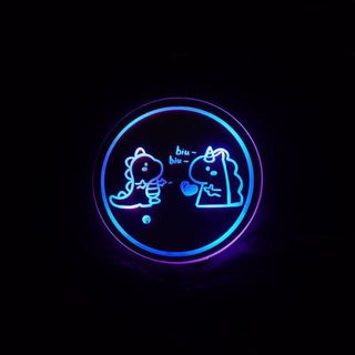 Phụ Kiện Trang Trí Ô Tô Lót Cốc Nước Có Đèn LED RGB Cảm Biến Rung Nội Thất