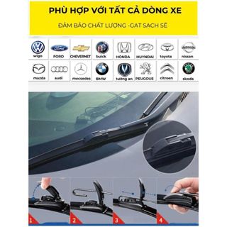 Bộ 2 Gạt Mưa Ô Tô VINFAST VF3 Lưỡi Silicon Thân Mềm Không Xương Gạt Sạch Nước khaihuyauto