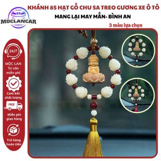Khánh 8S Liên Hoa Hạt Gỗ Chu Sa Phật Như Lai Và Đài Sen Trang Trí Ô Tô,Xe Hơi Mang May Mắn Bình An