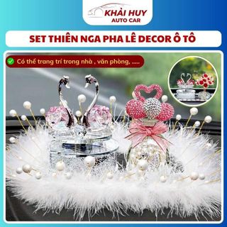 Set Thiên Nga Pha Lê Xoay Năng Lượng Mặt Trời Tặng Tinh Dầu Thơm Trang Trí Taplo Xe Hơi Sang Trọng