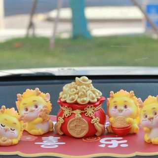 Mô Hình Rồng Sừng Vàng Mừng Tết Giáp Thìn 2024, Trang Trí Bàn Học, Bàn Làm Việc, Tủ Sách, Taplo Ô Tô Quà Tặng Năm Mới Decor Đồng