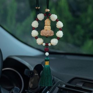 Khánh 8S Liên Hoa Hạt Gỗ Chu Sa Phật Như Lai Và Đài Sen Trang Trí Ô Tô,Xe Hơi Mang May Mắn Bình An