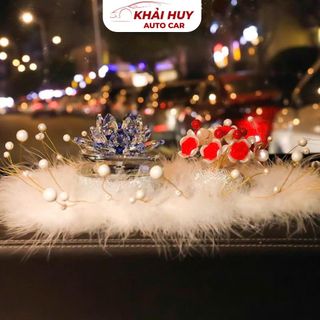 Set Hoa Sen Đá Pha Lê Xoay Bằng Lăng Lượng Mặt Trời Trang Trí Taplo Ô Tô Xe Hơi Sang Trọng