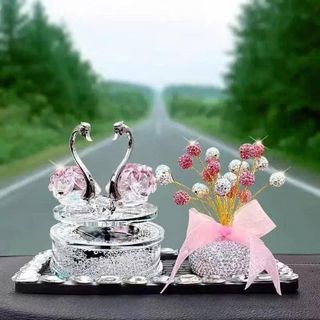Set Thiên Nga Pha Lê Xoay Năng Lượng Mặt Trời Tặng Tinh Dầu Thơm Trang Trí Taplo Xe Hơi Sang Trọng