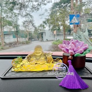 Set Tượng Di Lặc Lưu Ly Tượng Phật Để Taplo Ô Tô Trang Trí Bàn Làm Việc Mang Lại May Mắn Bình An