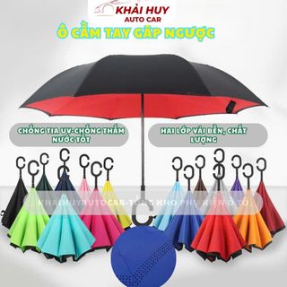 Ô Che Mưa Nắng Gấp Ngược Đi Ô Tô Thiết Kế 2 Lớp Vải Cán Chữ C Tiện Lợi Chống UV Chống Thấm Tốt