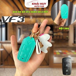 Bao Da Bò VinFast VF3 2 Nút Xanh SM Cao Cấp – Bao Khóa Sang Trọng, Chống Trầy Xước, Bền Đẹp Khaihuyauto