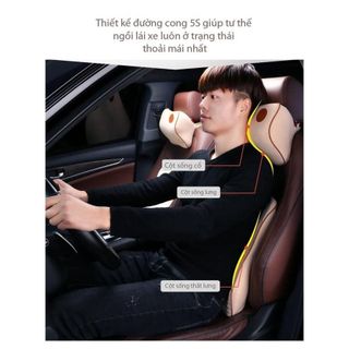 Bộ Gối Tựa Đầu và Tựa Lưng Cao Su Non Nguyên Khối Cao Cấp Siêu Đàn Hồi Chống Đau Mỏi(ảnh thật)
