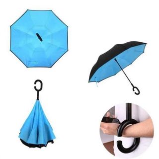 Ô Che Mưa Nắng Gấp Ngược Đi Ô Tô Thiết Kế 2 Lớp Vải Cán Chữ C Tiện Lợi Chống UV Chống Thấm Tốt