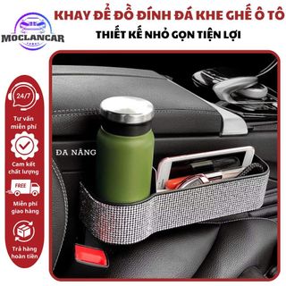 Bộ Khay Để Đồ Đính Đá Khe Ghế Ô Tô Bên Ghế Lái Và Ghế Phụ Đựng Đồ Tiện Lợi- Mộc Lan Car
