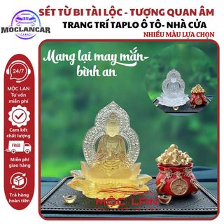 Sét TỪ BI TÀI LỘC - Tượng Quan Thế Âm Đá Lưu Ly Cao Cấp Trang Trí Taplo Ô Tô Nhà Cửa Mang Lại Bình An