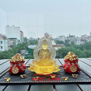 Sét TỪ BI TÀI LỘC - Tượng Quan Thế Âm Đá Lưu Ly Cao Cấp Trang Trí Taplo Ô Tô Nhà Cửa Mang Lại Bình An