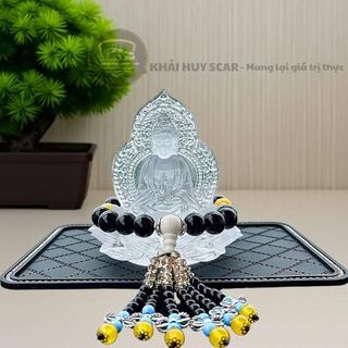 Sét TỪ BI TÀI LỘC - Tượng Quan Thế Âm Đá Lưu Ly Cao Cấp Trang Trí Taplo Ô Tô Nhà Cửa Mang Lại Bình An