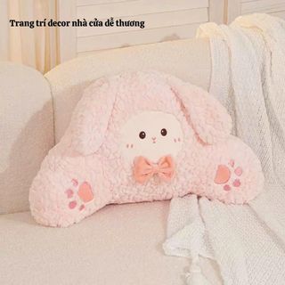 Bộ Lót Ghế Và Gối Tựa Đầu Ô Tô Hình Cừu Bông Dễ Thương – Gối Cổ, Đệm Lưng Trang Trí Nội Thất Xe Hơi Mềm Mịn
