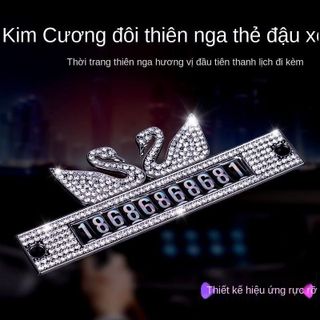 Bảng Số Điện Thoại Đính Đá Thiên Nga Gắn Kính Lái Xe Ô Tô - Thẻ Ghi Số Điện Thoại Hình Thiên Nga Nội Thất Nội Thất