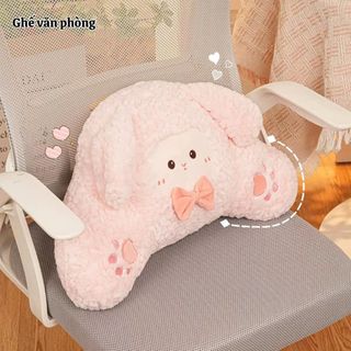 Bộ Lót Ghế Và Gối Tựa Đầu Ô Tô Hình Cừu Bông Dễ Thương – Gối Cổ, Đệm Lưng Trang Trí Nội Thất Xe Hơi Mềm Mịn