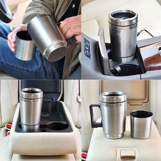 Cốc Đun Nước Giữ Nhiệt 12V–24V Sử Dụng Tẩu Sạc Trên Ô Tô – Dung Tích 300ml, Inox Không Gỉ Đế Cốc Tháo Rời Tiện Dụng