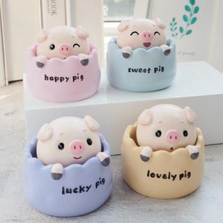 Trang trí taplo Heo Happy,Lucky &Love Sweet Pig Trang Trí Xe Hơi Đặt Taplo Đầu LẮc Lư Dễ Thương.