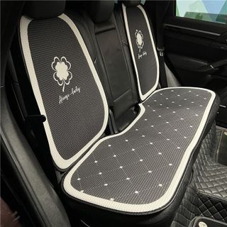 Lót Ghế Ô Tô Lót Tản Nhiệt Hình Hoa Chấm Bi - Gối Tựa Đầu Tựa Lưng Hình Nơ Đen Dễ Thương