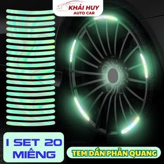 Set 20 Miếng Dán Phản Quang 7 Màu Độc Đáo Dùng Để Trang Trí Bánh Xe Ô Tô Phụ Kiện Ô Tô Khải Huy