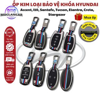 Ốp Chìa Khóa Xe Hyundai Accent, I10, Santafe, Tucson, Elantra, Creta, Stargazer Kim Loại Phản Quang