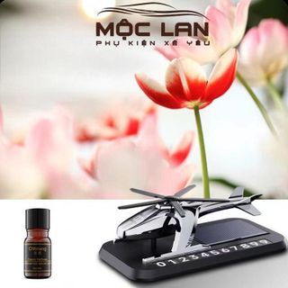 Bảng số điện thoại kèm nước hoa năng lượng mặt trời hình máy bay trực thăng gắn phụ kiện trang trí ô tô Nội Thất