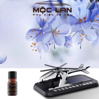 Bảng số điện thoại kèm nước hoa năng lượng mặt trời hình máy bay trực thăng gắn phụ kiện trang trí ô tô Nội Thất