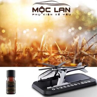 Bảng số điện thoại kèm nước hoa năng lượng mặt trời hình máy bay trực thăng gắn phụ kiện trang trí ô tô Nội Thất