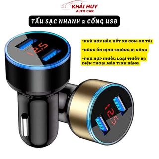 Tẩu Sạc Nhanh 2 Cổng USB 3.1A Hiển Thị Điện Tử - Nguồn 12/24V Gắn Bên Trong Xe Hơi Tiện Dụng