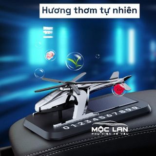 Bảng số điện thoại kèm nước hoa năng lượng mặt trời hình máy bay trực thăng gắn phụ kiện trang trí ô tô Nội Thất