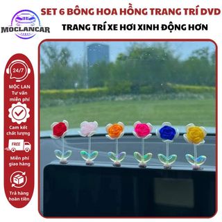 Set 6 Bông Hoa Hồng Lò Xo Lắc Lư Trang Trí Taplo, Màn Hình DVD Ô Tô – Đáng Yêu, Dễ Thương