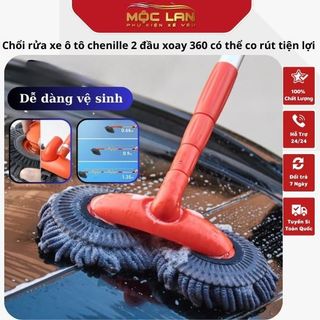 Cây lau rửa xe hơi chenille xoay được 360 độ hai đầu tay cầm dài thu gọn được tiện lợi 2023 Phụ Kiện Lau Xe
