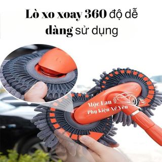 Cây lau rửa xe hơi chenille xoay được 360 độ hai đầu tay cầm dài thu gọn được tiện lợi 2023 Phụ Kiện Lau Xe