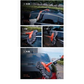 Cây lau rửa xe hơi chenille xoay được 360 độ hai đầu tay cầm dài thu gọn được tiện lợi 2023 Phụ Kiện Lau Xe