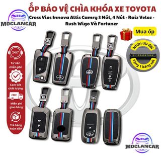 Ốp Khóa Kim Loại Dành Cho Xe Toyota Cross Vios Innova Altis Camry 3 Nút, 4 Nút - Raiz Veloz - Rush Wigo Và Fortuner