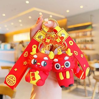 [Sẵn Kho] Móc Khóa Hình Rồng Đỏ Năm 2024 Dễ Thương - Trang Trí Túi Xách, Ba Lô - Phụ kiện ô tô Nam Women