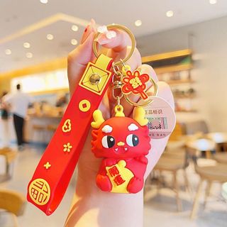 [Sẵn Kho] Móc Khóa Hình Rồng Đỏ Năm 2024 Dễ Thương - Trang Trí Túi Xách, Ba Lô - Phụ kiện ô tô Nam Women