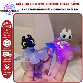 Máy Bay Rồng Răng Sún Đèn LED Trang Trí Xe Máy, Ô Tô Sử Dụng Năng Lượng Gió Phát Sáng Dễ Thương